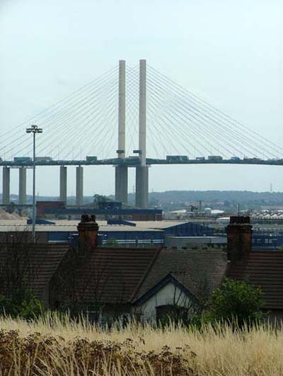 View to QEII bridge Thurrock Essex from High House social history